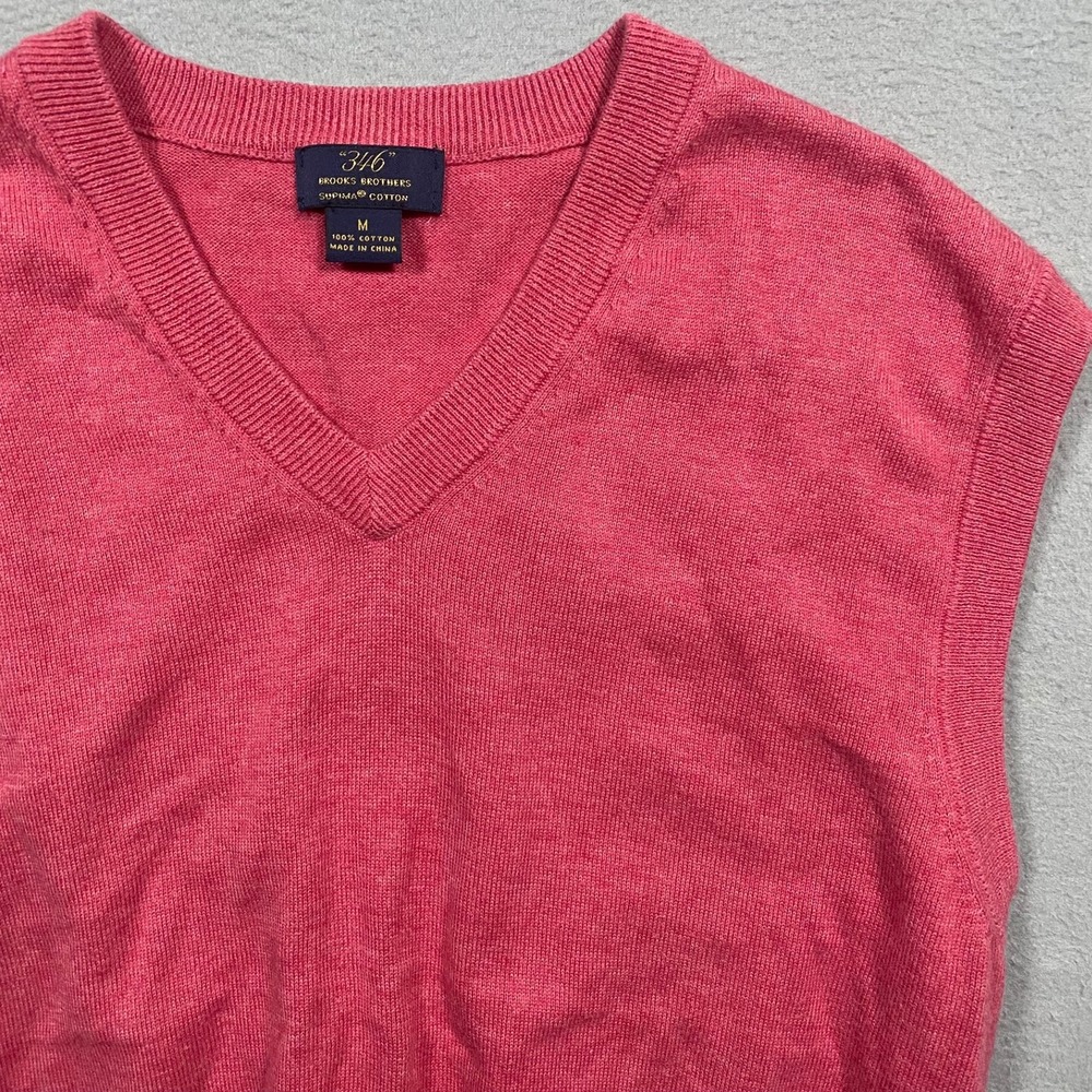 Brooks Brothers 346 Mens Pink Supima Cotton V-Neck‎ Sweater Vest Size M